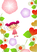 朝顔と鬼灯のポスター用壁紙