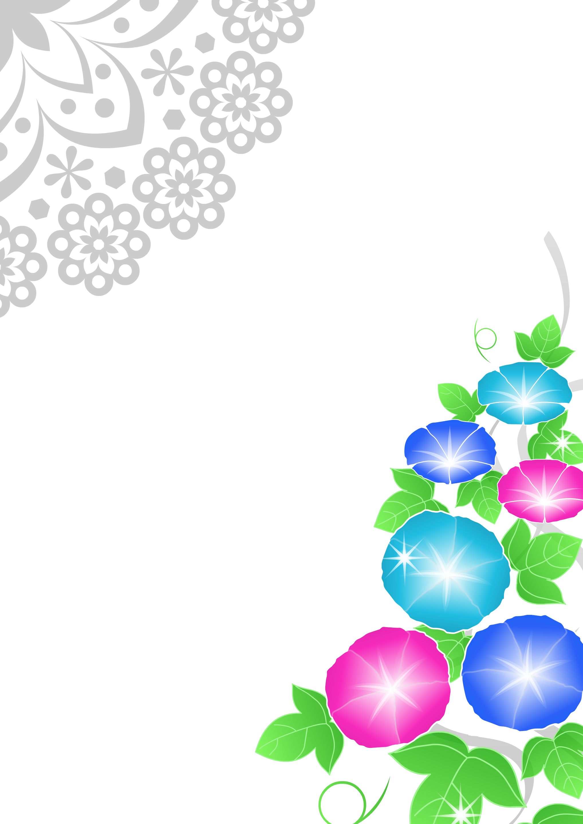 レースと朝顔のポスター用壁紙：PNG画像