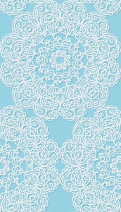 青色（ブルー）背景のレースの壁紙