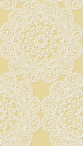 黄色（イエロー）背景のレースの壁紙